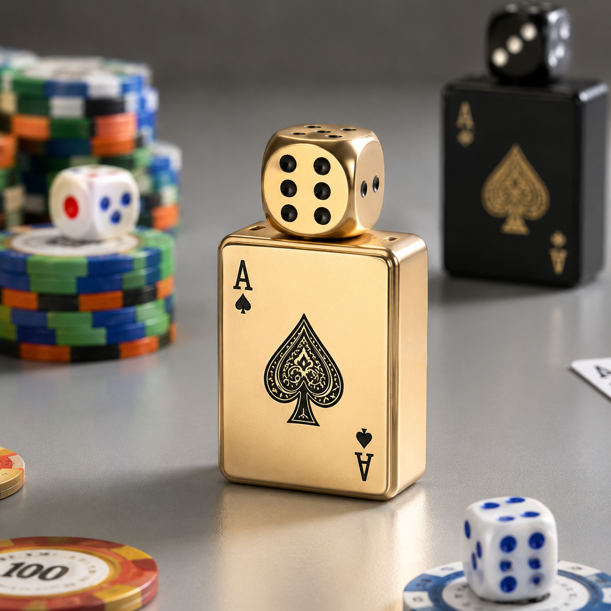 Dice & Cards Rotating Jet Lighter