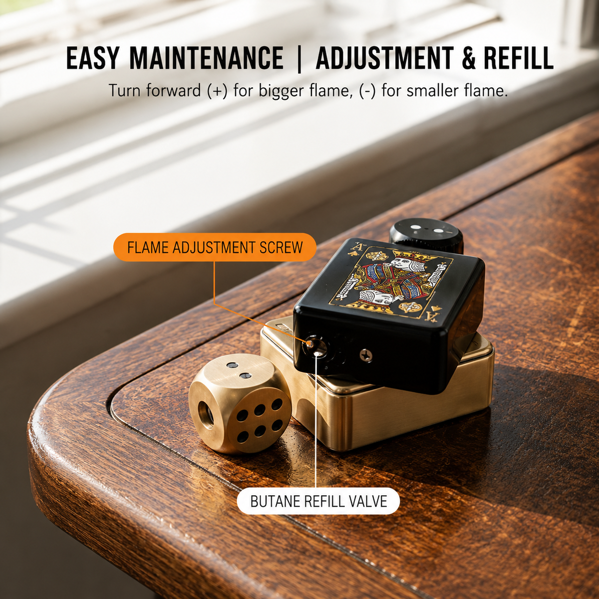 Dice & Cards Rotating Jet Lighter